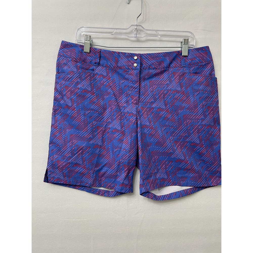 Adidas Golf Shorts Womens size 12 Purple Pink Abstract Print Performance Active